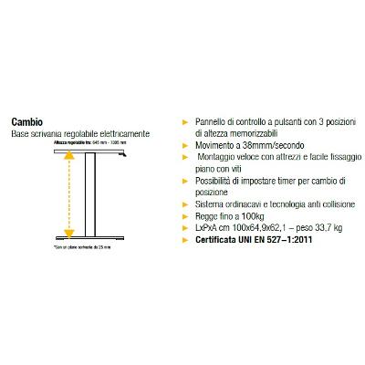 Disponibile su richiesta: scrivania regolabile in altezza Cambio by Fellowes, chiamaci 