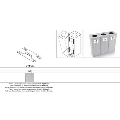 Piastra e magneti per unione lineare cestoni Centolitri. Opzionale