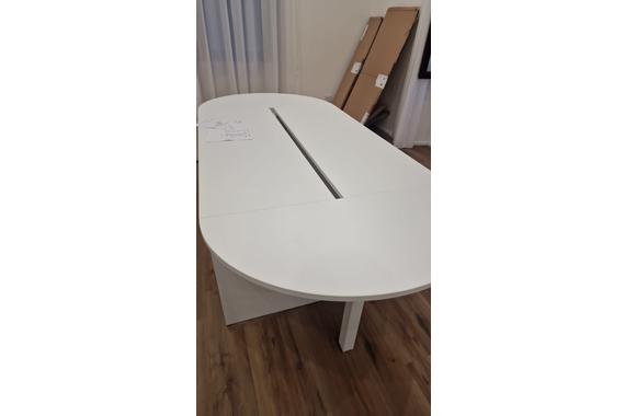 Tavolo riunioni Funny ovale fianco legno L272XP124XH75 in melaminico bianco dance N3BD. 